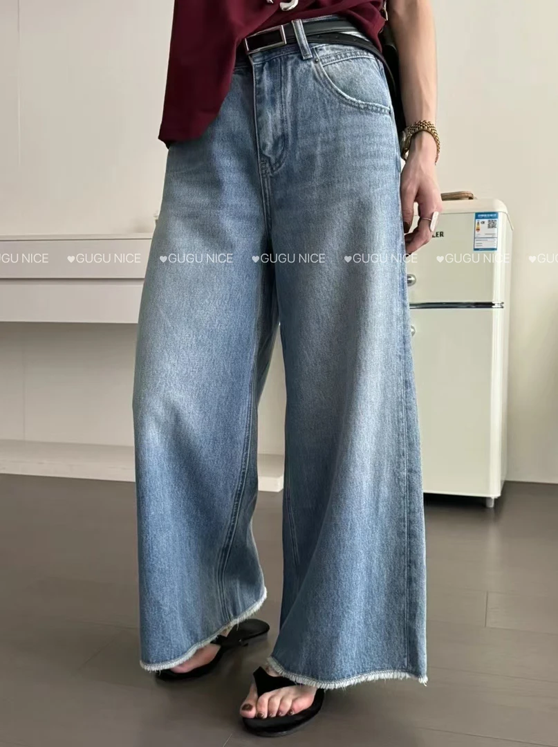 【古古】11.21新款 【流浪裤】加绒加厚高腰直筒百搭牛仔裤 G24246