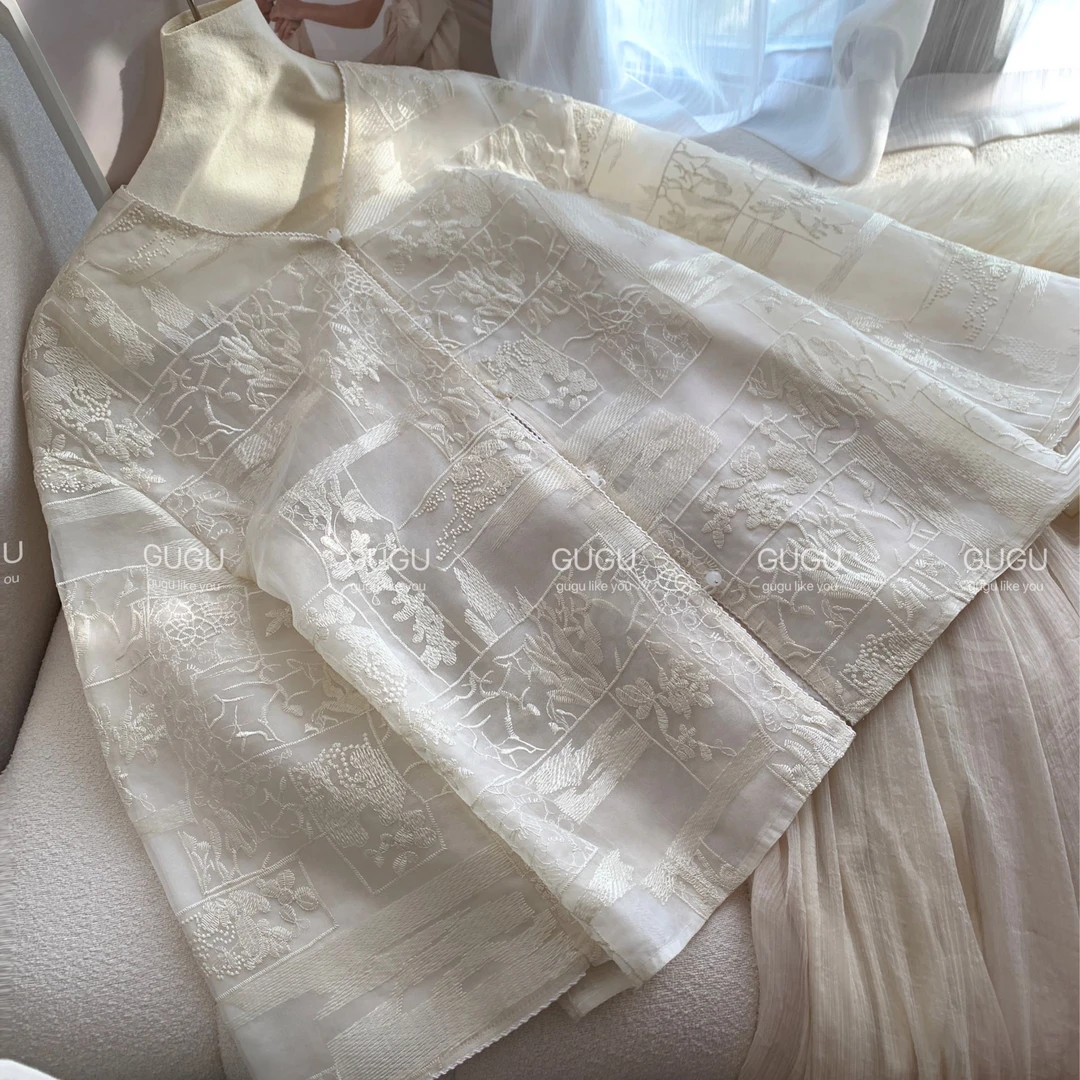 【古古】【知春晚】双层莱赛尔立体绣工艺国风新中式衬衫外套 G24067