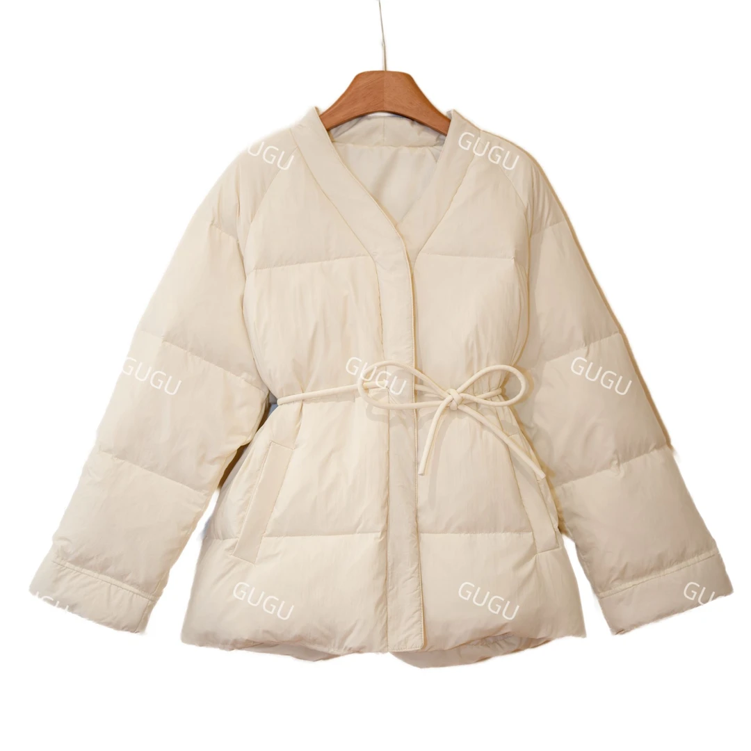 【古古】11.21新品法式系带收腰宽松慵懒保暖时尚设计羽绒服G24271