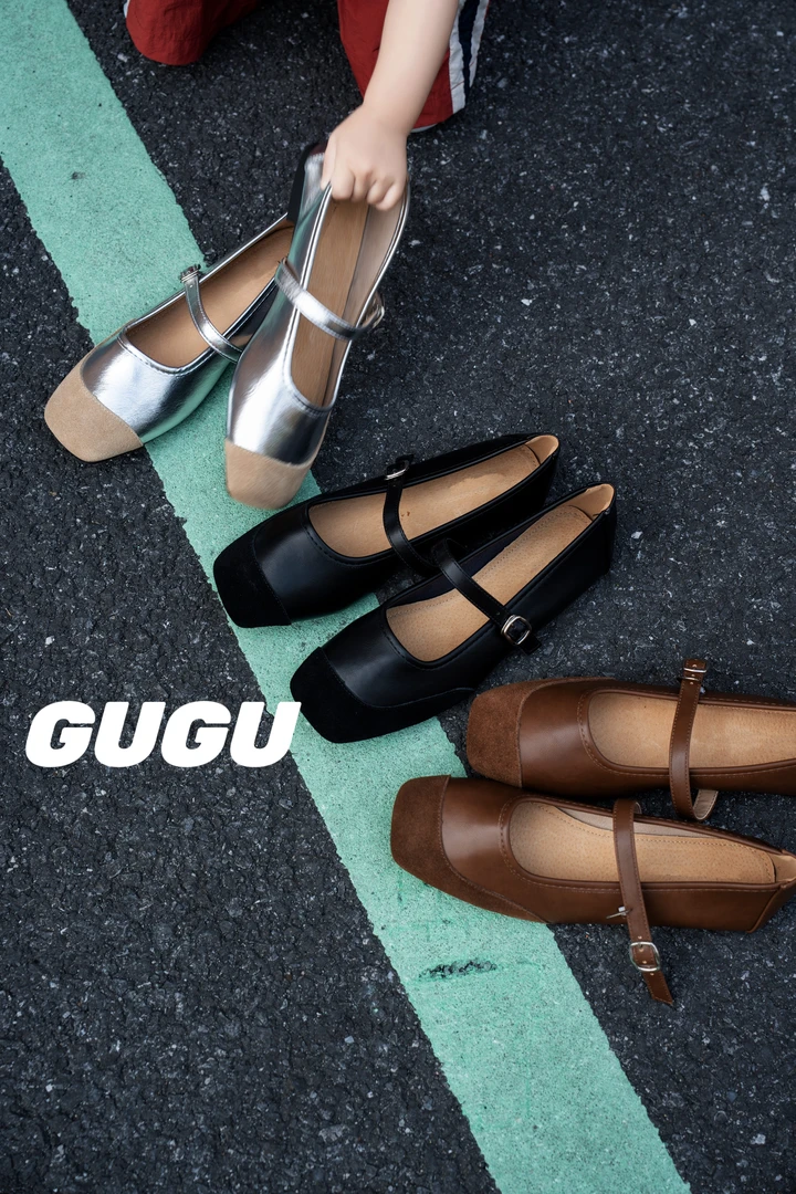 【古古】08.29 真皮平底秋季新款复古一字扣柔软舒适玛丽珍鞋G24858