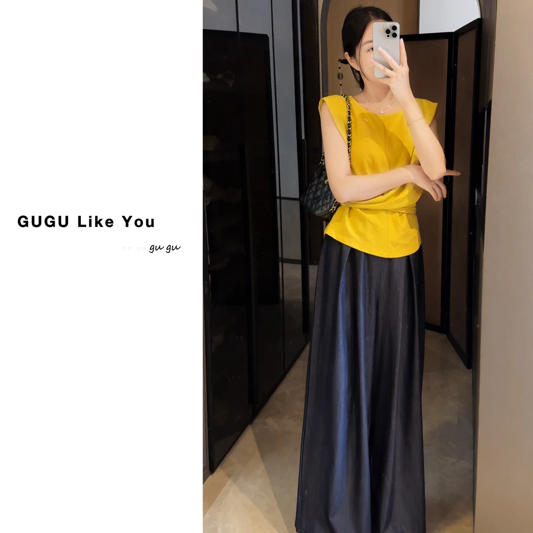 【古古】06.14麻料高级感绑带设计颜色很正的夏季气质小上衣 G24392