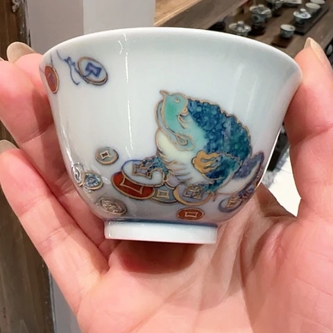 青杉堂斗彩描金金蟾主人杯