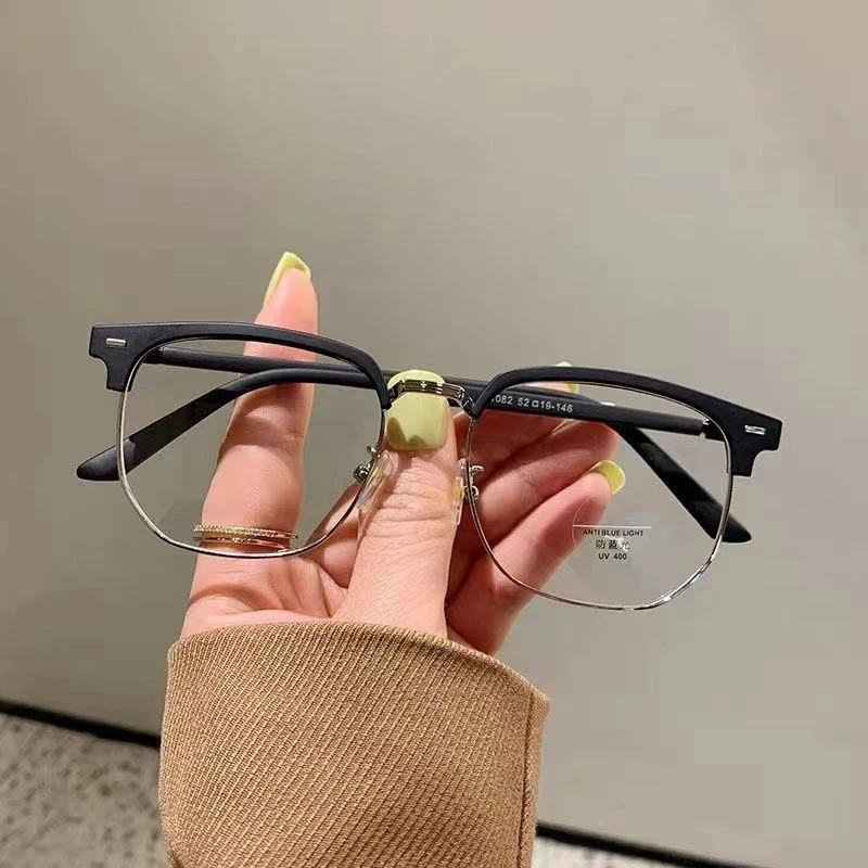 半框眼镜男款潮近视斯文败类理工男痞帅眼镜框眼睛潮牌防蓝光平光