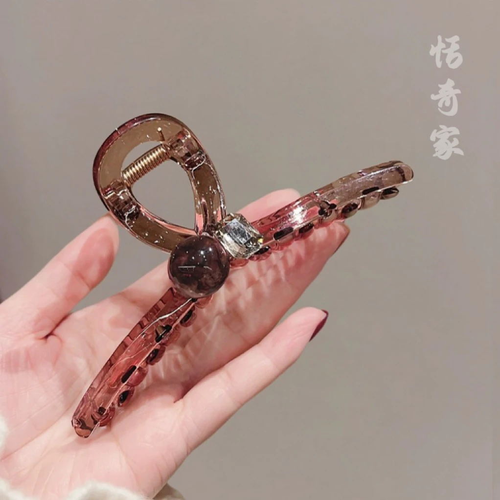 恬奇家8477“果冻纽扣”新款高端亚克力抓夹后脑勺鲨鱼夹气质ins