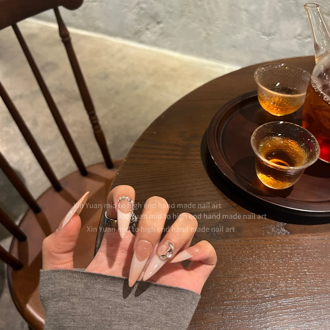 「水蜜桃」XINYUAN Nail｜33加长尖圆 纯手工定制｜可拆卸穿戴甲