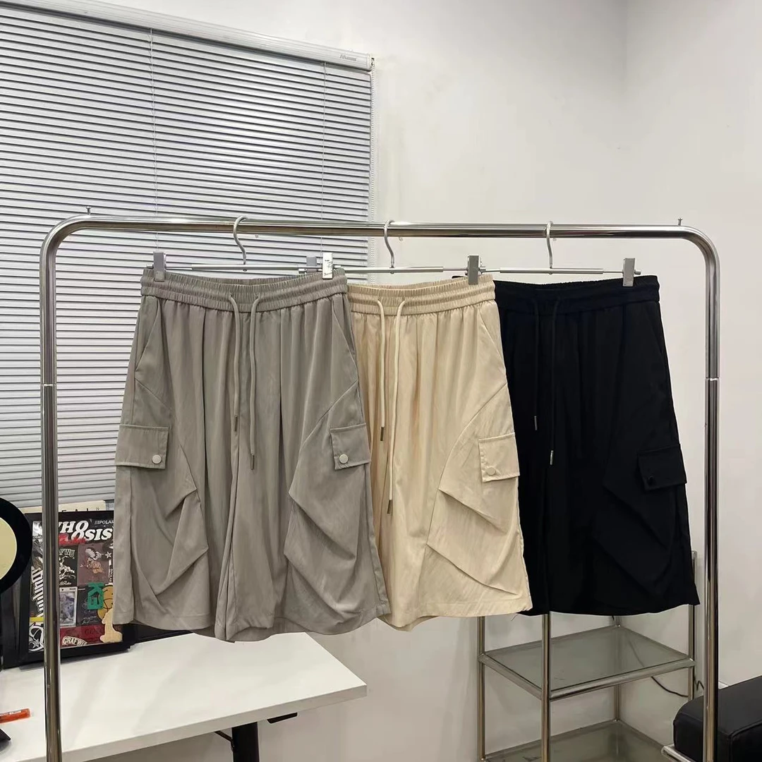 （往大两码拍）纯浮力！美式冰感褶皱口袋伞兵裤六分裤男女同款