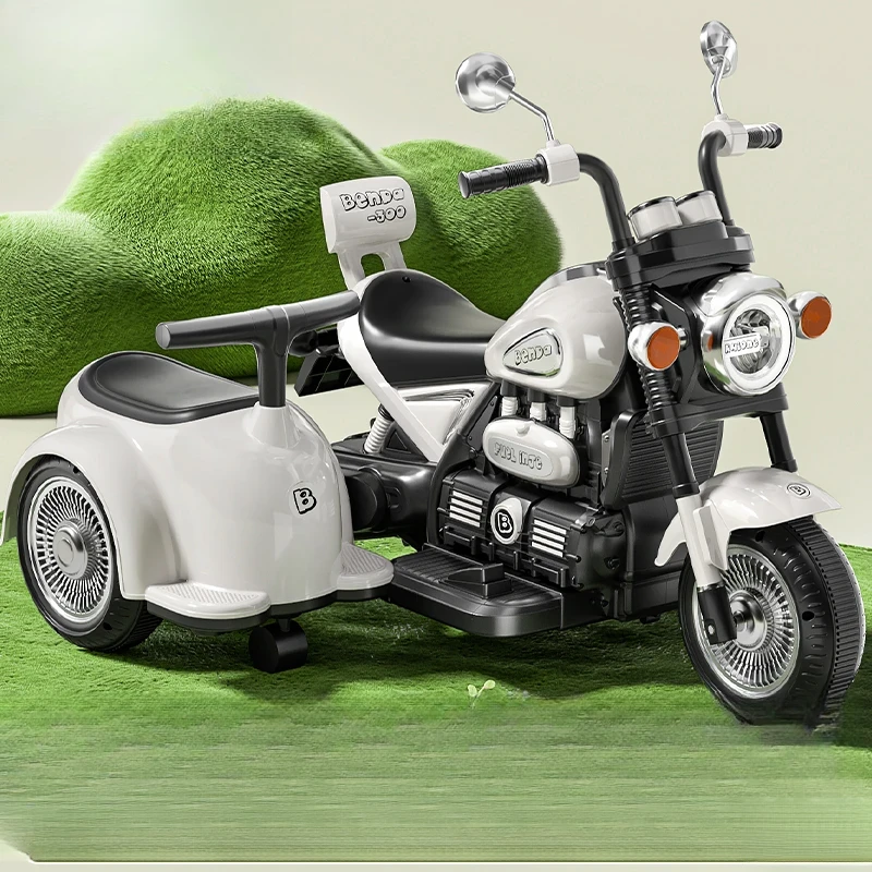 儿童挎斗摩托车电动可坐双人三轮车充电遥控玩具车骑行童车礼物