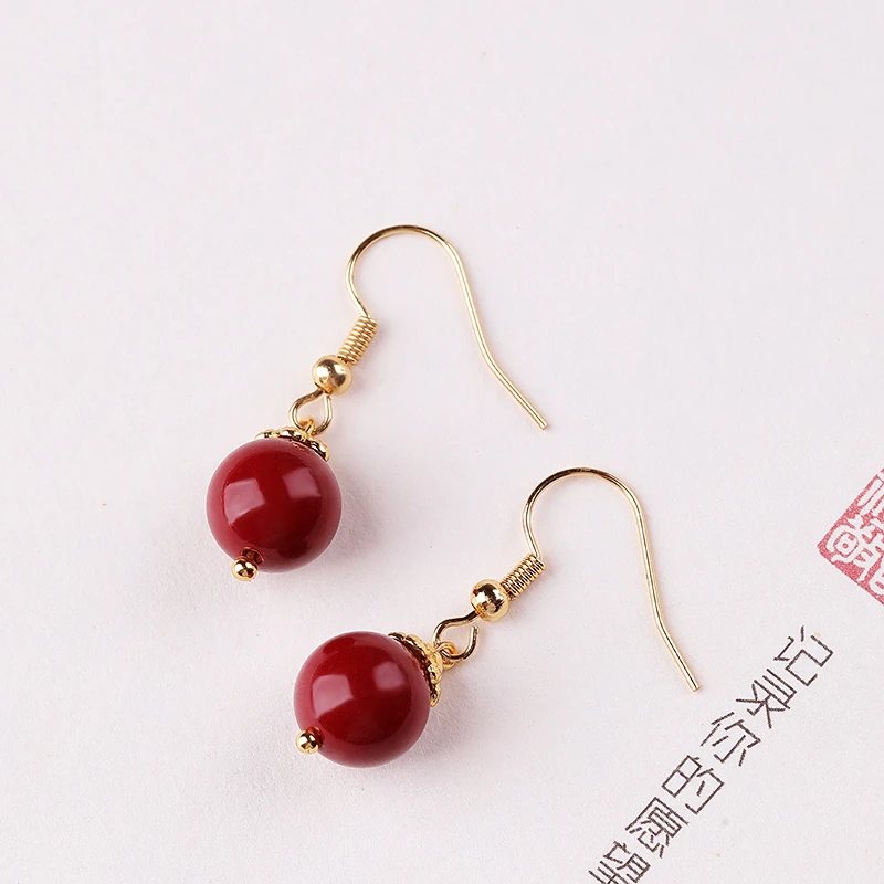 含辰砂工艺品031卡10m单珠耳坠