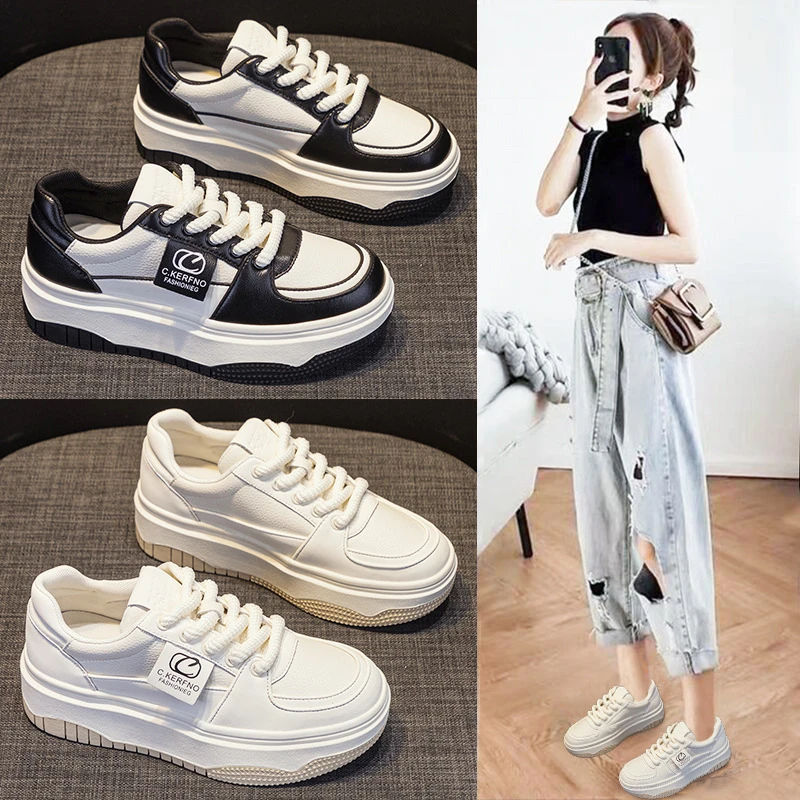 网红超火小白鞋女2023年春秋季新款时尚百搭运动休闲透气松糕鞋子