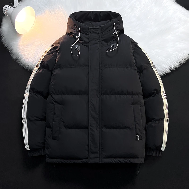 男士冬季棉服韩版加厚保暖连帽外套情侣宽松运动百搭棉衣面包服潮