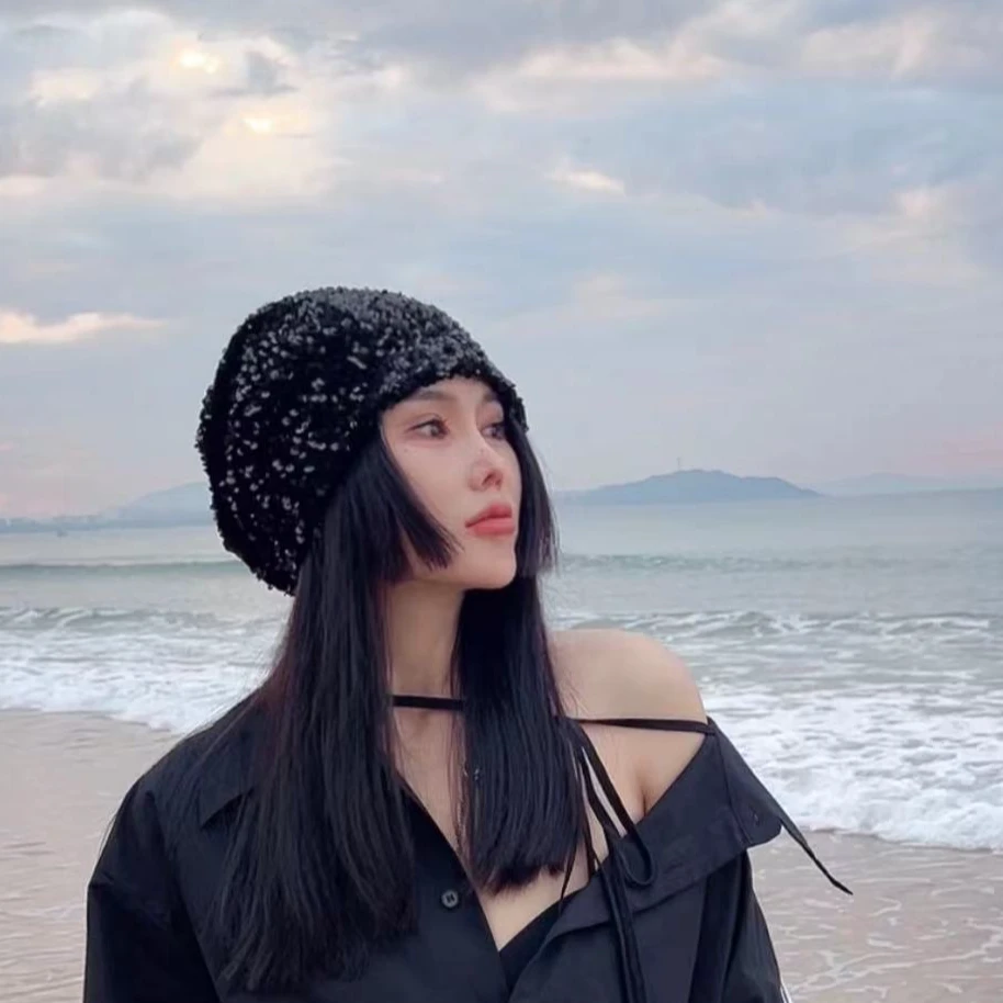 时尚亮片 包头帽