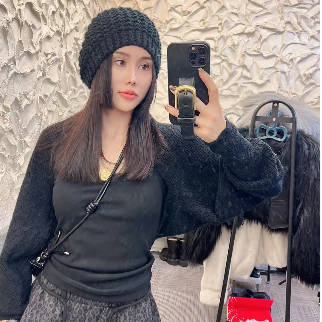 针织黑披肩 外搭