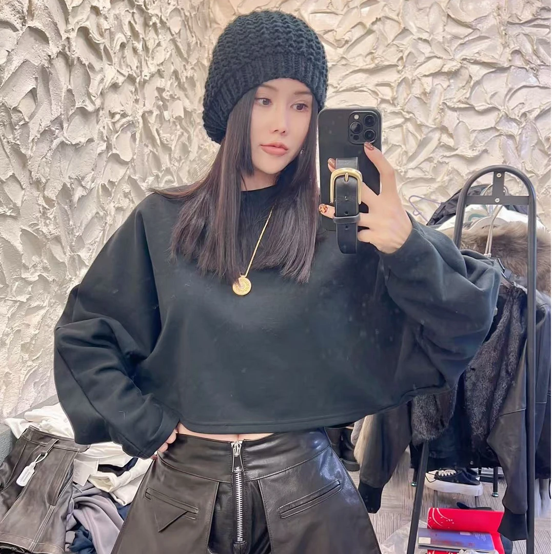 棋盘格珠地绒卫衣