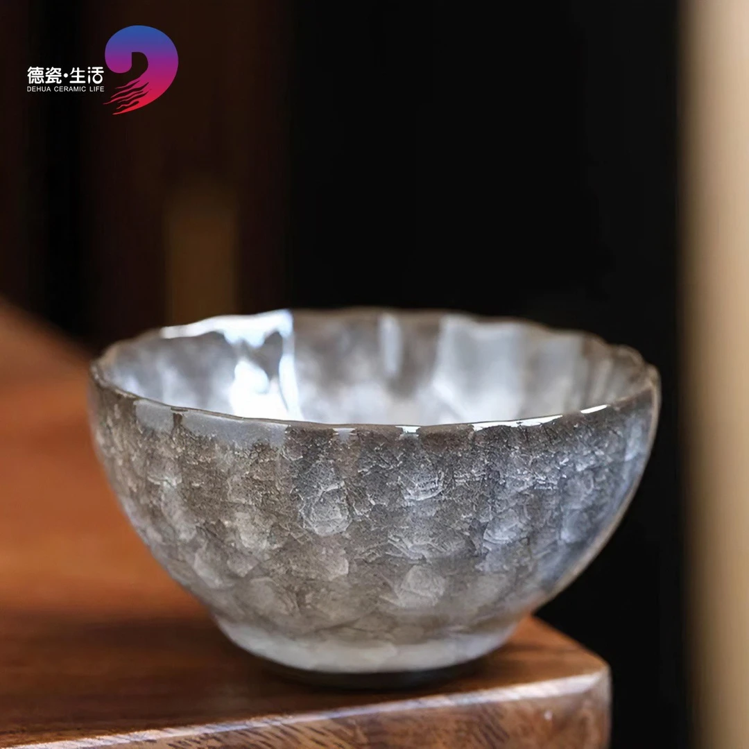 德瓷茶器 黑冰主人杯陶瓷品茗杯个人杯高档冰裂纹杯茶盏茶具C551