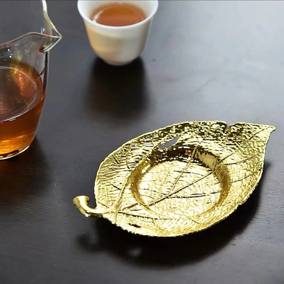 手工铜杯托隔热防滑青铜杯垫荷叶茶杯垫日式功夫茶具茶道配件A201