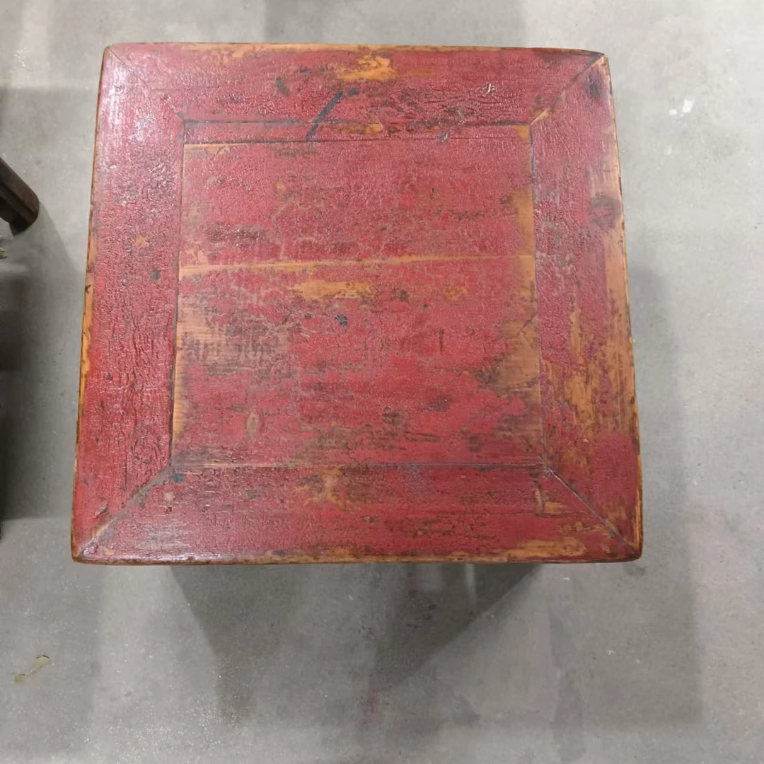 红色方形小炕桌老物件