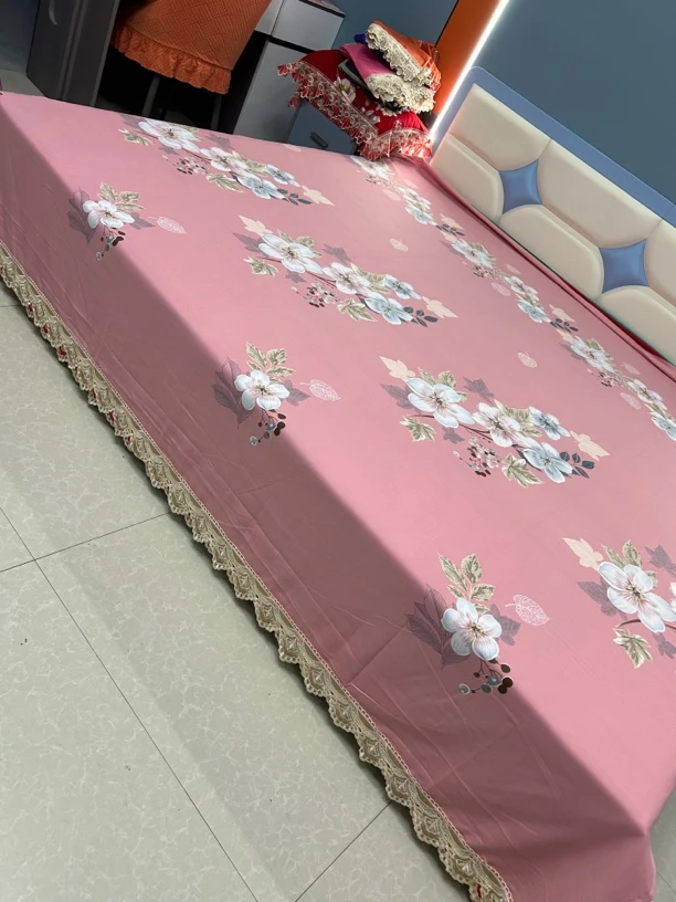 绿叶紫色牡丹床单粉色