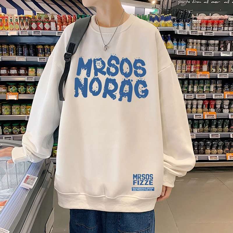 潮流字母印花长袖百搭卫衣休闲宽松港风ins圆领青年加绒学生上衣