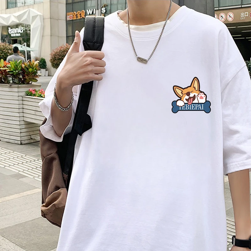 2025新款棉质宽松短袖t恤男潮牌简约卡通圆领半袖ins男生体恤衫