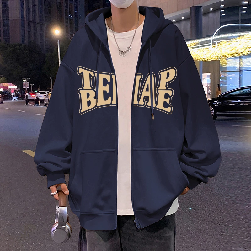 连帽开衫卫衣男秋冬季新款宽松加绒保暖外套情侣休闲潮流上衣服