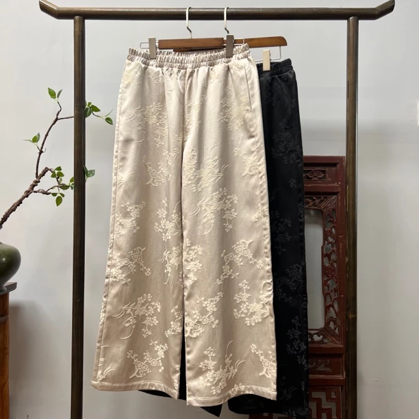 【玉灵】新中式百搭加绒显瘦秋冬款长裤裤子香云纱棉麻K60016