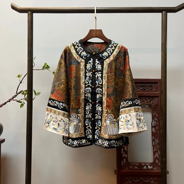 【春娘】老皮子香云纱重工刺绣新中式上衣外套短款W50046