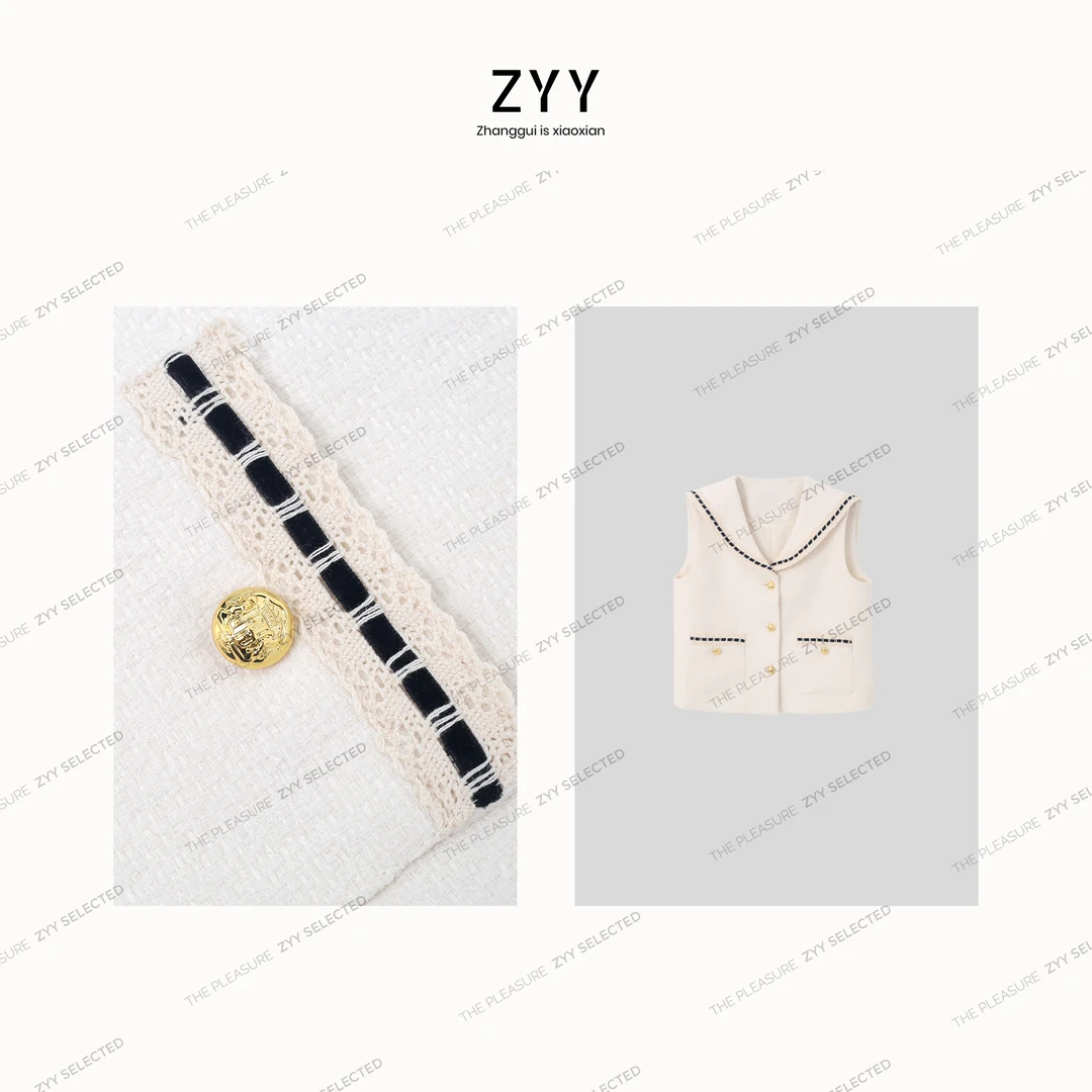 ZYY【海街日记】2024S/S新品无袖上衣海军领马甲X24XJ854