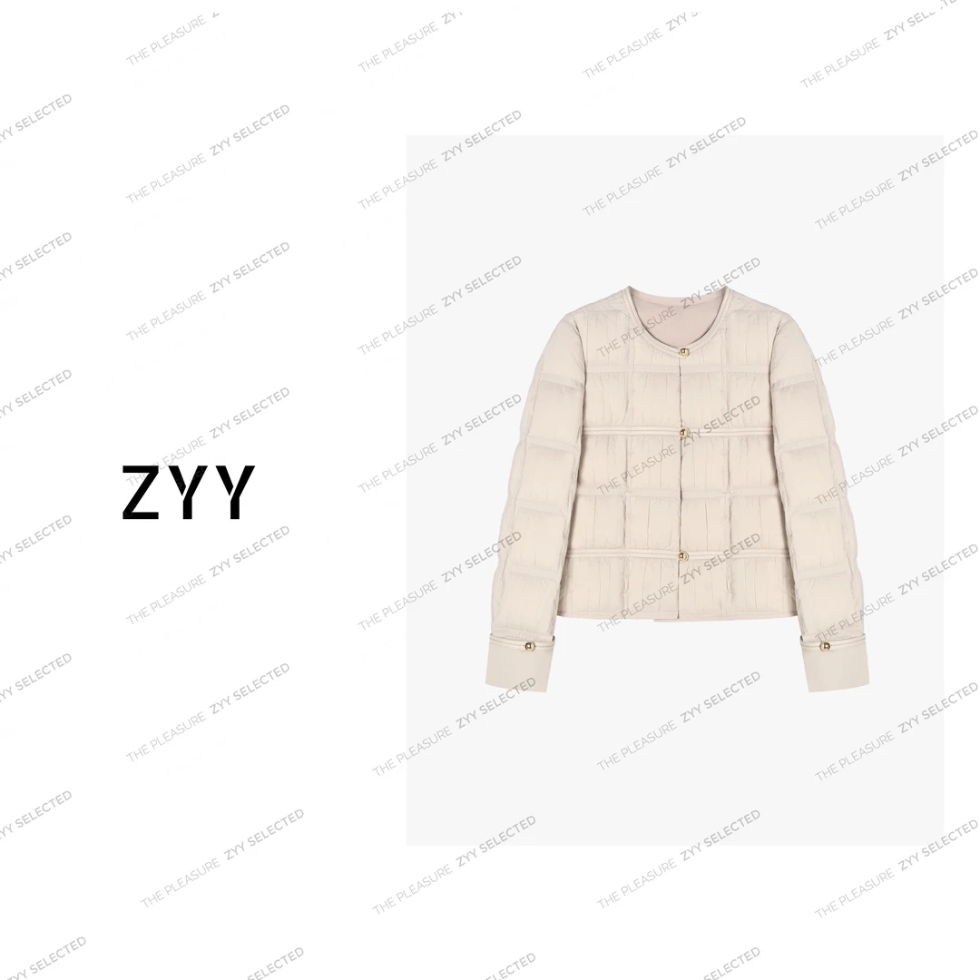 ZYY【奢宠冬日】2024S/S新品复古圆领高级设计感羽绒服女X24DY11219