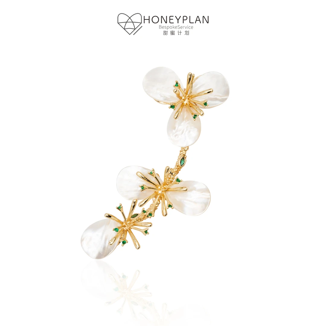 HONEY PLAN/甜蜜计划 铜合金胸针 国风古风夜来花落优雅胸针