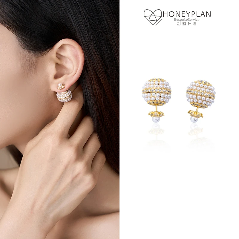 HONEY PLAN/甜蜜计划 铜合金耳饰 精致法式繁花似锦双面耳钉[特]