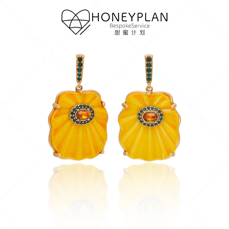 HONEY PLAN/甜蜜计划 铜合金耳饰 「特」法式中古褶皱蒲扇气质耳钉
