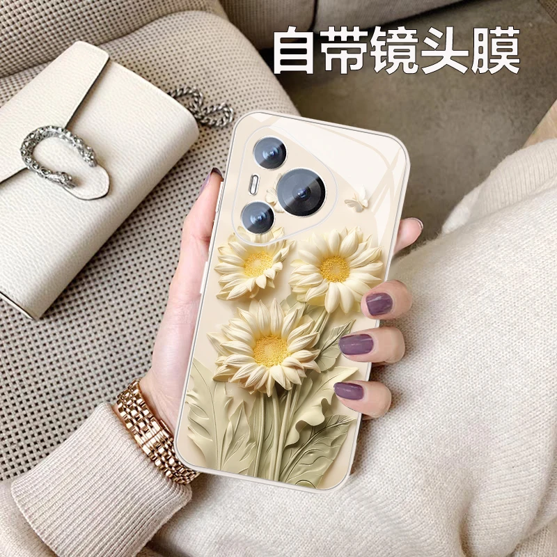 新款适用华为pura70pro手机壳清新向日葵70个性女款70Ultra防摔套