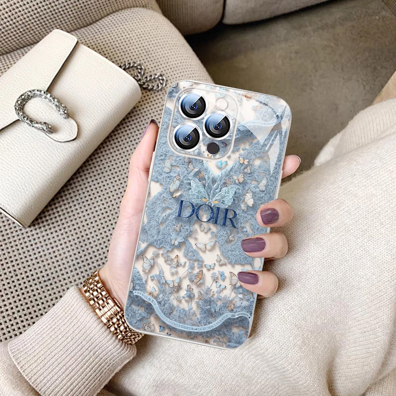 高端淡雅蝴蝶适用苹果16promax手机壳新款i17pro镜头防摔iPhone17