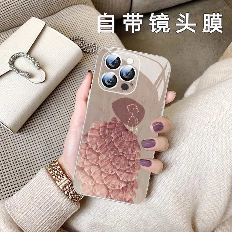 网红适用iPhone15手机壳时尚背影女孩苹果15pro个性新款14p防摔套