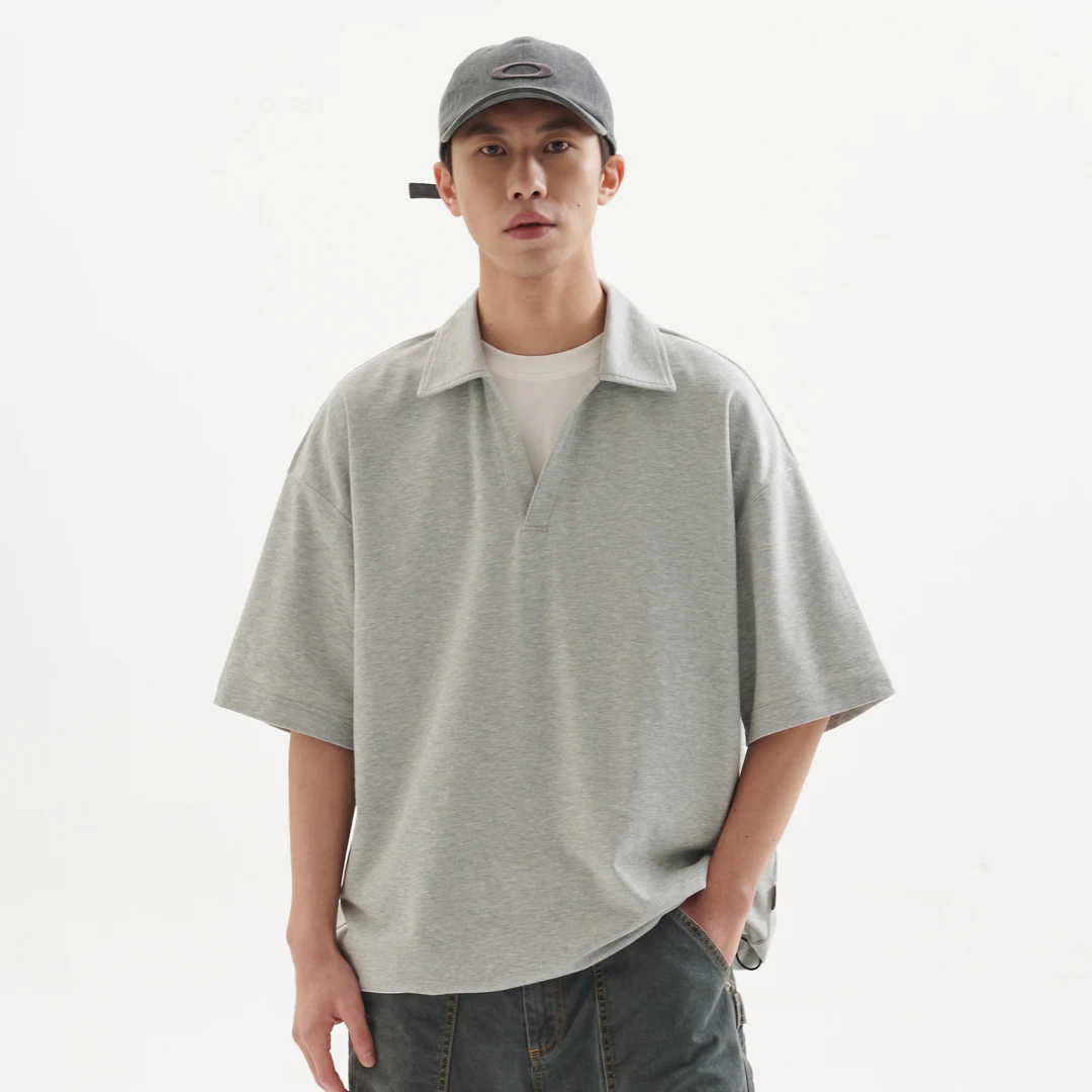 BUTTBILL 24SS复古Sorona凉感抗菌日系水洗V领polo衫短袖T恤情侣