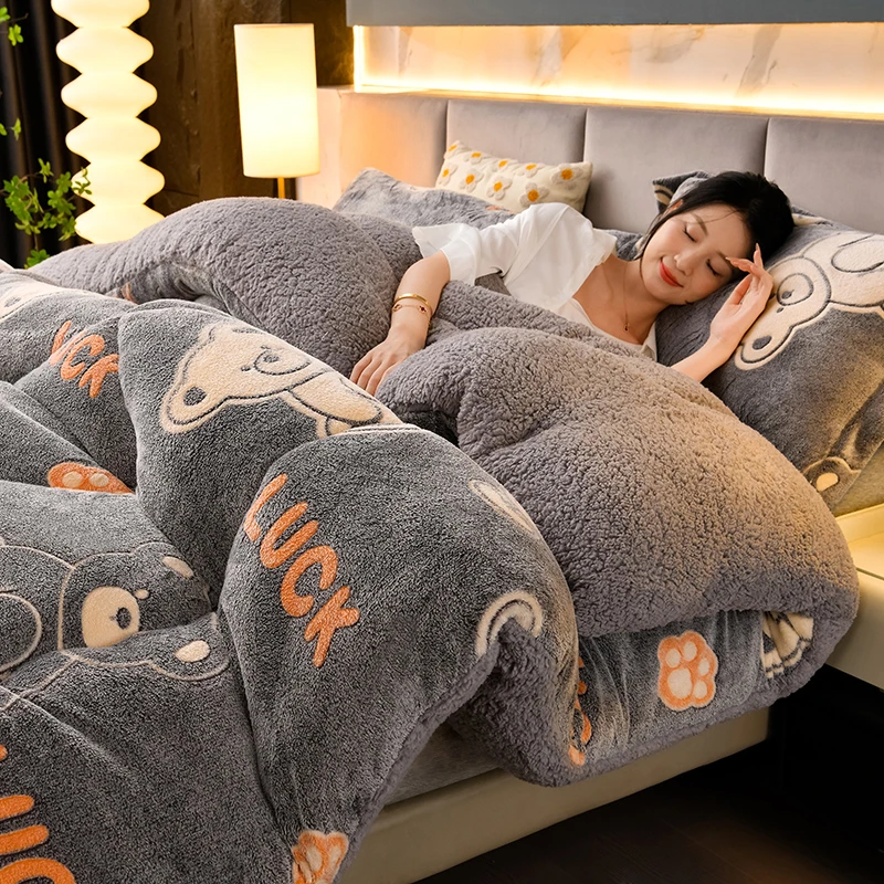 家用加厚羊羔绒被子冬被学生宿舍单人双面绒被子雪花绒加绒被芯