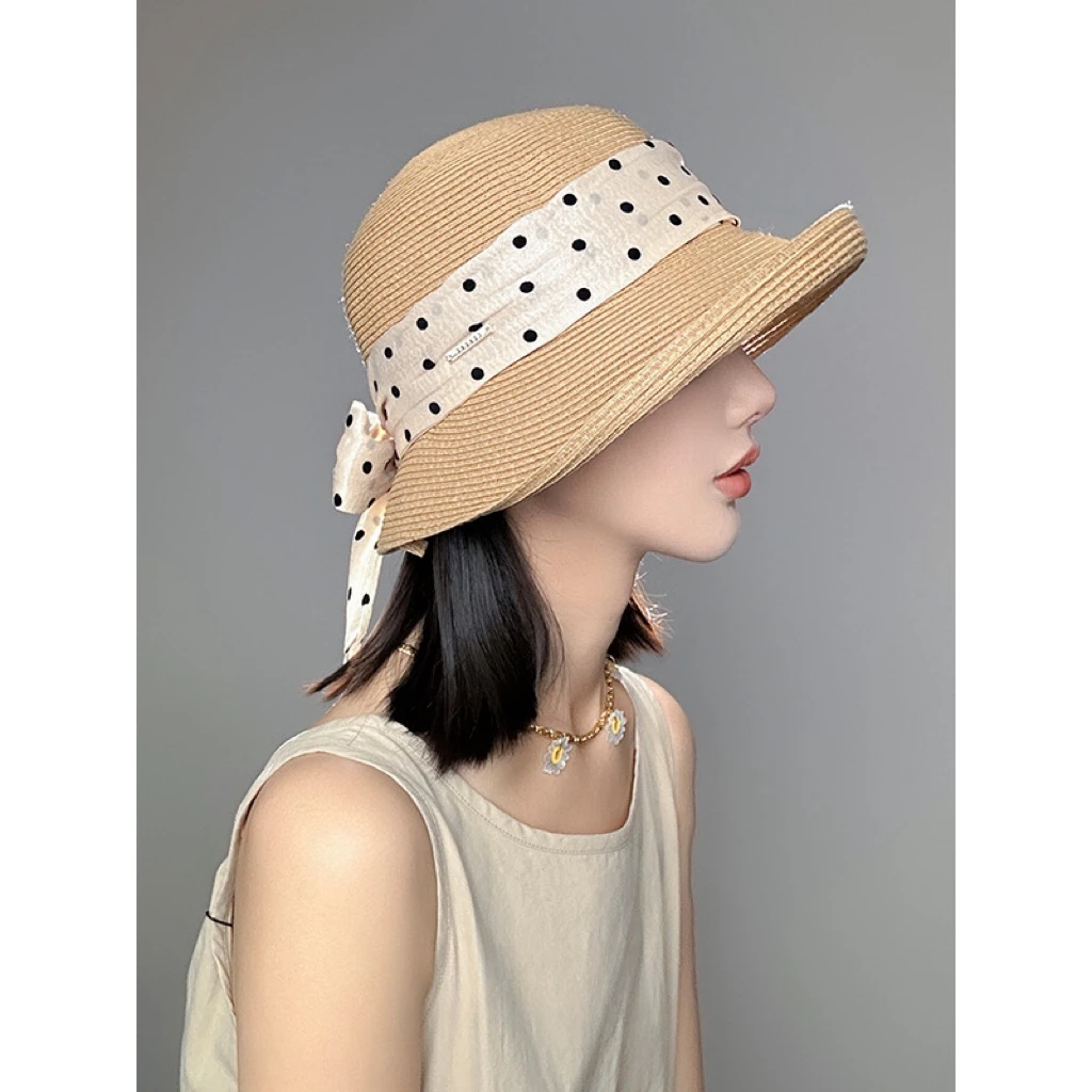 ~洋气时髦遮阳草帽子女夏季法式优雅海边度假出游防晒渔夫帽