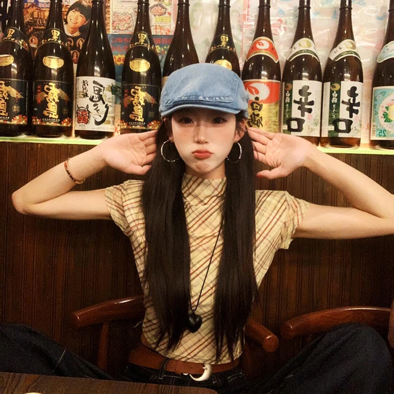 水洗复古网红帽子女韩版休闲辣妹鸭舌贝雷帽个性英伦风牛仔画家帽