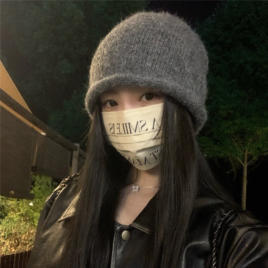 经典百搭款纯色毛线帽子女秋冬保暖大头围护耳冷帽显脸小针织帽男