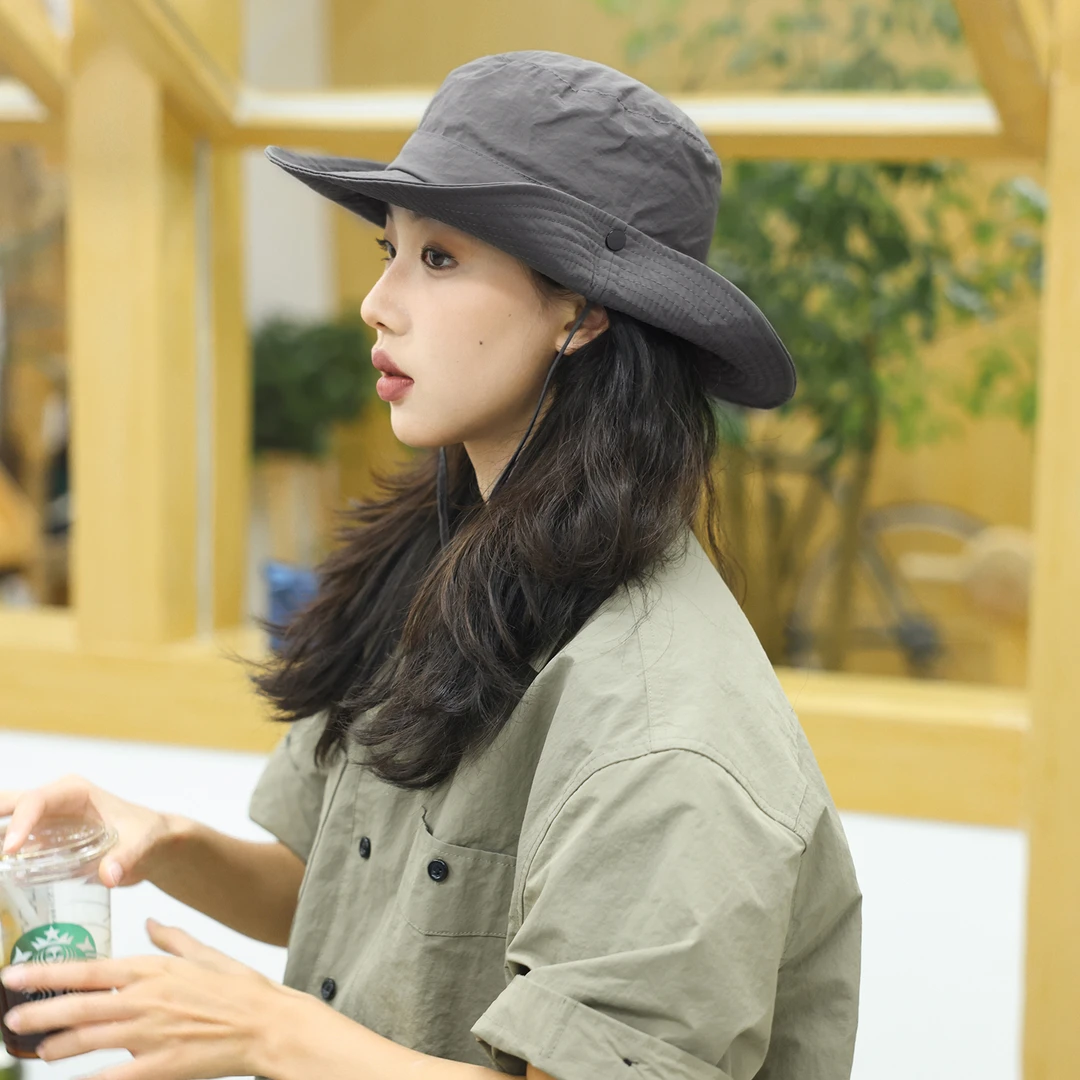户外速干牛仔渔夫帽女夏季登山徒步防晒遮阳钓鱼帽子男露营太阳帽