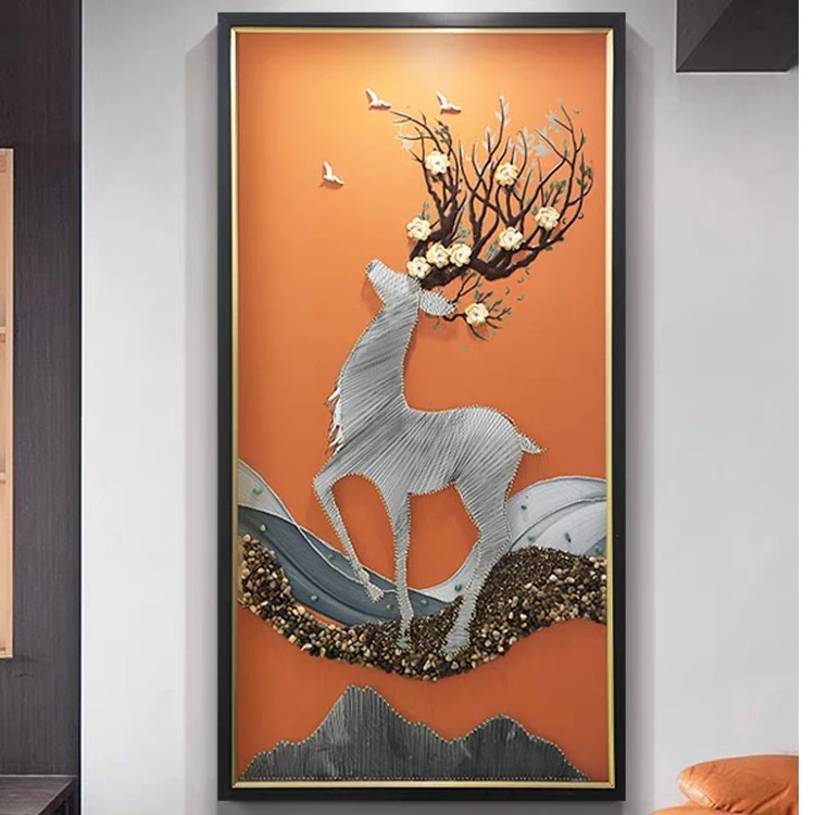 玄关装饰画轻奢客厅沙发背景墙挂画现代简约走廊过道壁画立体实物