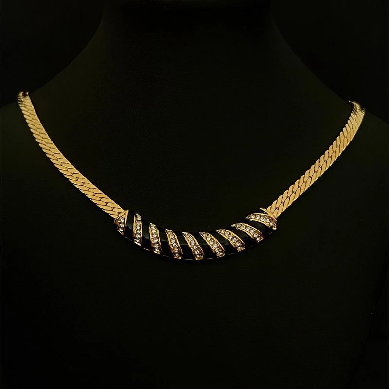 铜合金合成锆石项链 T.Q 【黑斑马】明星范重工大气项链