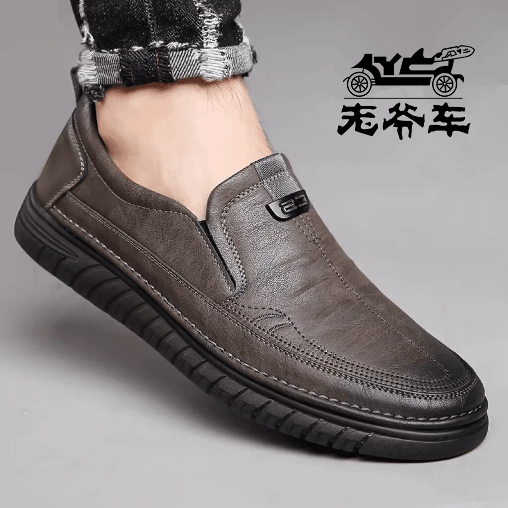 老爷车2024男款男士一脚蹬皮鞋男商务休闲软底驾车休闲真皮鞋子男