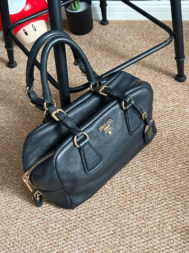 95新 Prada/普拉达 牙牙 黑金全皮波士顿