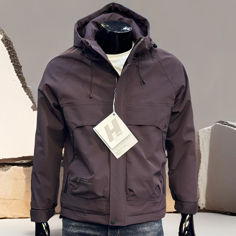 2024新款二棉夹克复古红男士修身青年户外上衣连帽冲锋衣棉衣外套