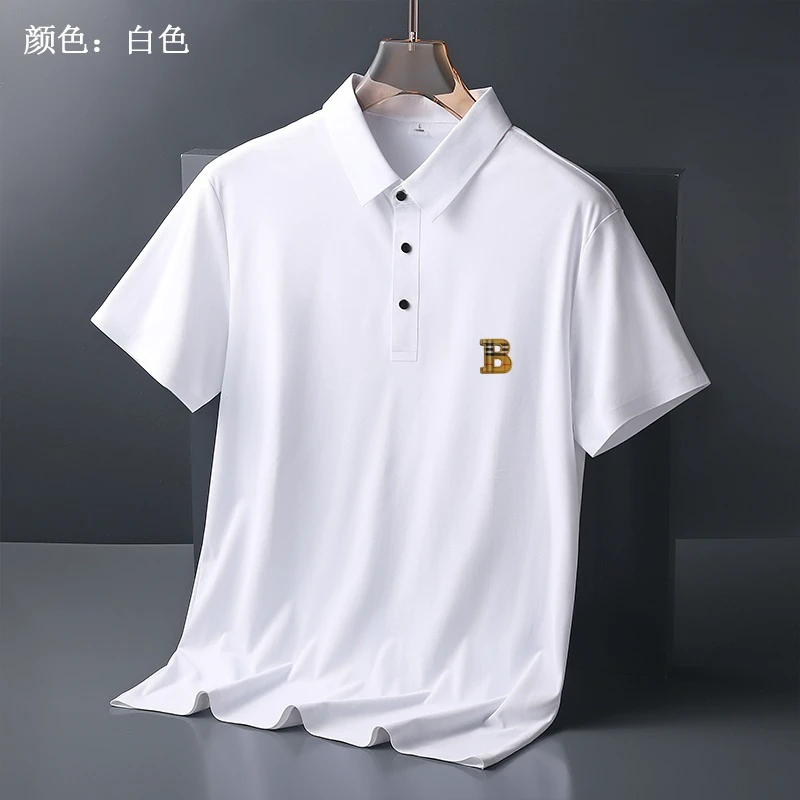 BABOLIINTY轻奢男士运动白色时尚休闲夏季商务翻领POLO衫