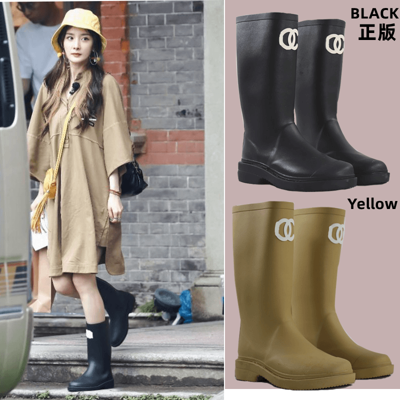 小香风新款杨幂同款原版长筒雨靴春夏款雨鞋水鞋胶鞋时尚防滑防臭