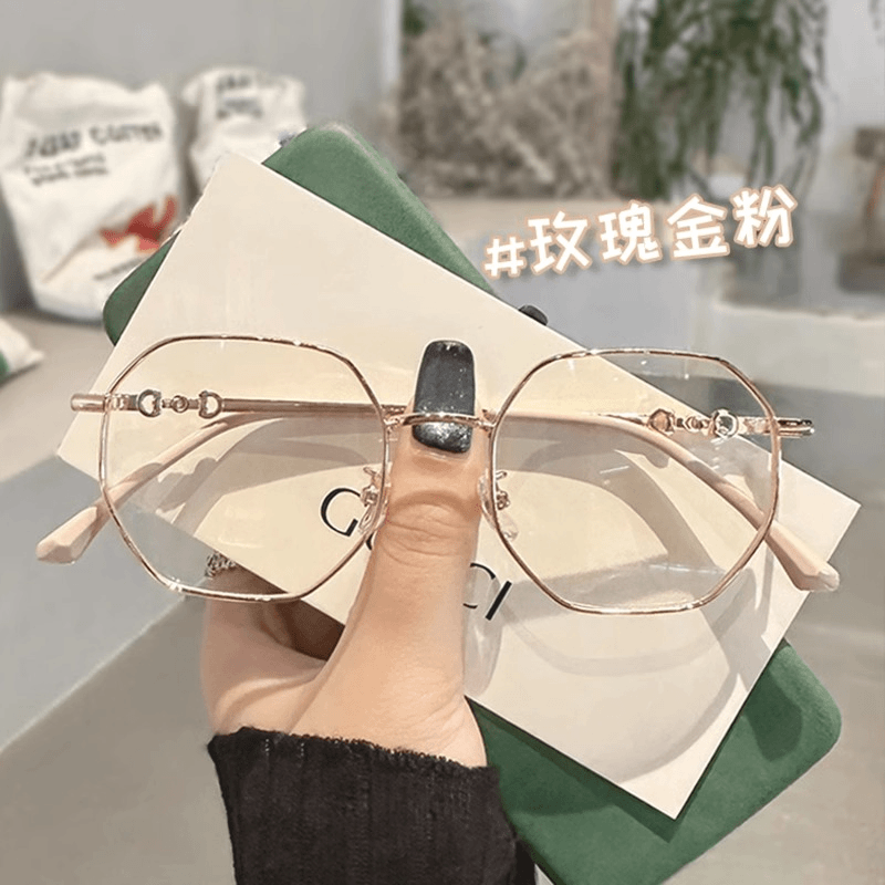 金丝眼镜女近视可配度数文艺多边形超轻素颜大脸显瘦防蓝光眼睛框