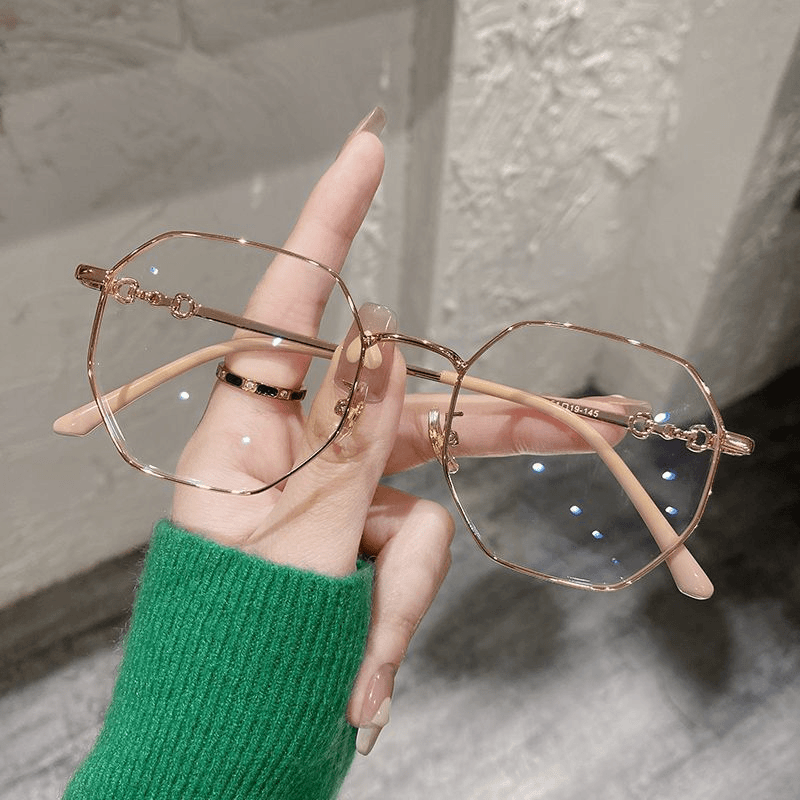 金丝近视眼镜女款有度数ins高颜值网红素颜多边形眼睛框大脸显瘦