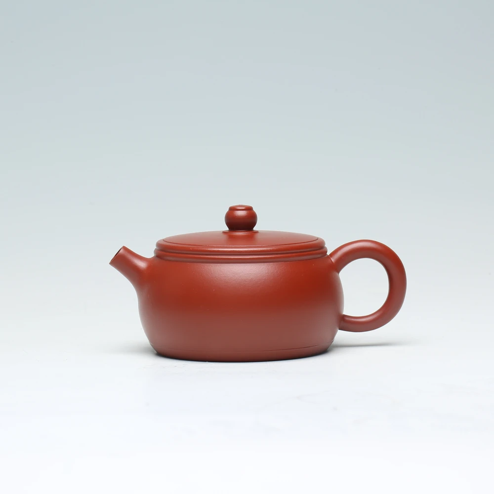 宜兴原矿手工紫砂壶WT朱泥扁圆鼓160CC